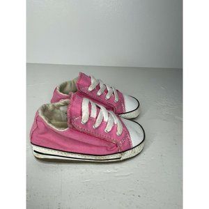 Converse Pink White Baby Infant Girl Crib Shoes Sneakers New Born Size 4